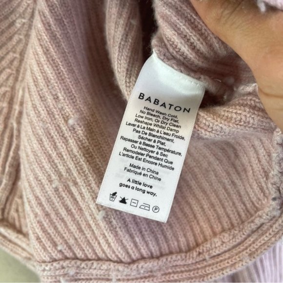 Babaton 'Chalmers' Light Pink Mock Neck Knit Sweater Size XS Linen/Wool Blend - Picture 8 of 10